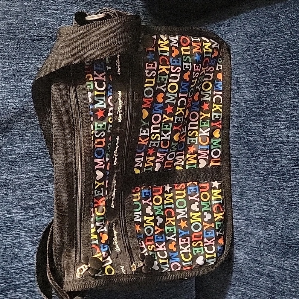 Walt Disney World | Vintage Mickey Mouse Rainbow Black Nylon Crossbody Bag